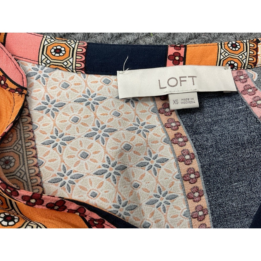 Loft Foulard Patchwork Button Teared Swing Dress … - image 7